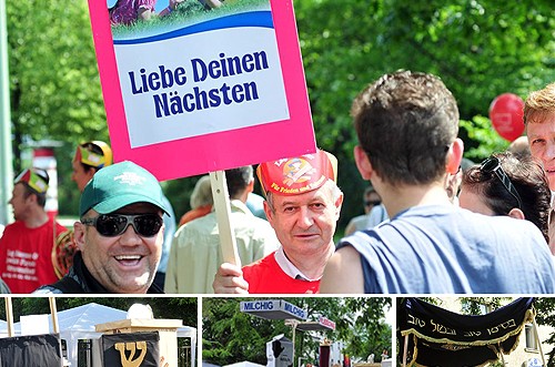 כובעים, חולצות, שלטים ומוצגים - בגרמנית ● תיעוד מצולם 