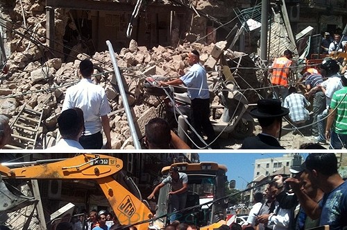 בניין קרס בשכונת גאולה; שניים נפצעו קל ● תיעוד מהשטח
