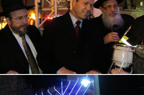 ראש עיריית ירושלים הדליק את החנוכיה בכיכר ציון