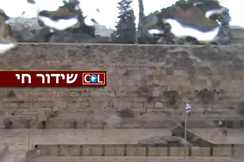שלג בירושלים ● צפו בשידור חי מהכותל המערבי 