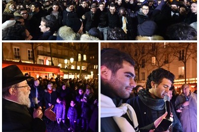 מאות סטודנטים צרפתיים בהדלקת נרות מרגשת בכיכר הסורבון