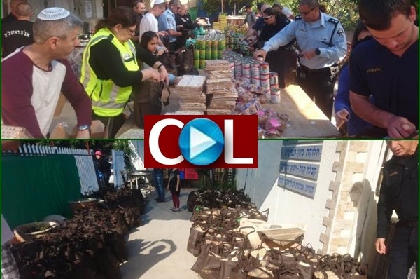 שוטרים ארזו חבילות מזון במרכז החסד בראשל