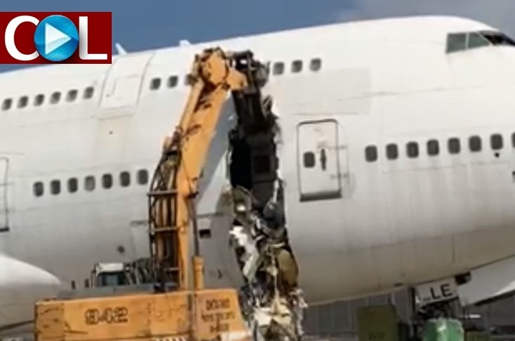 תיעוד: גריטת מטוס ג'מבו של חברת אל על שיצא משירות  
