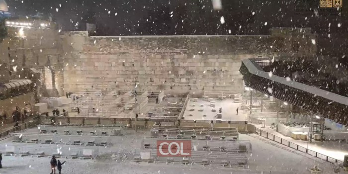 המצלמות תיעדו: כך נראה הכותל המערבי בעת סופת השלגים אמש בירושלים הבירה • צפו (צילום: הקרן למורשת הכותל)