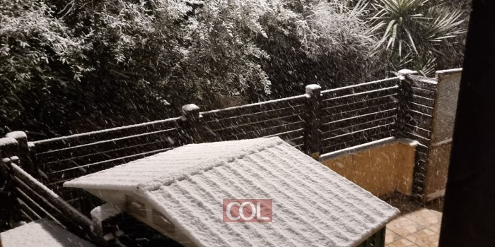 מעטה לבן: אחד הגולשים תיעד עבור COL את השלג שיורד בקריית חב