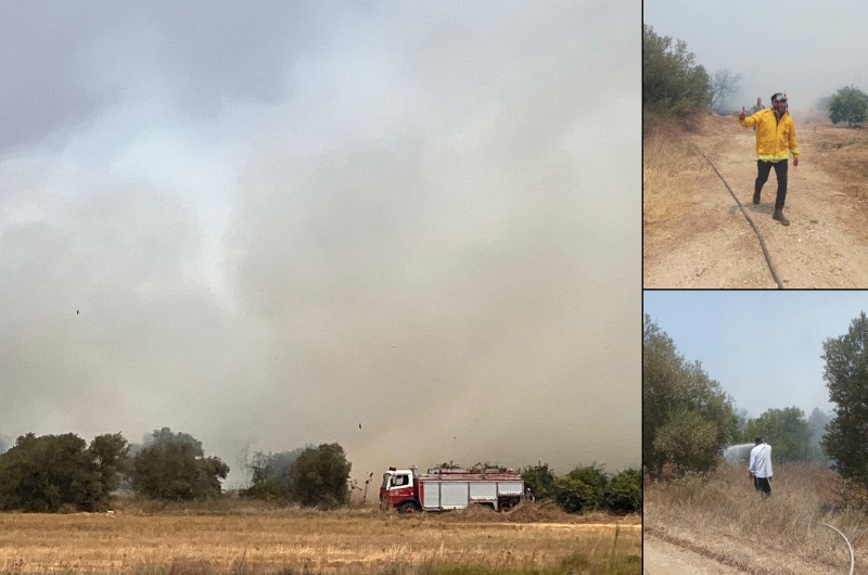 שריפה גדולה פרצה בשטחים פתוחים בכפר חב