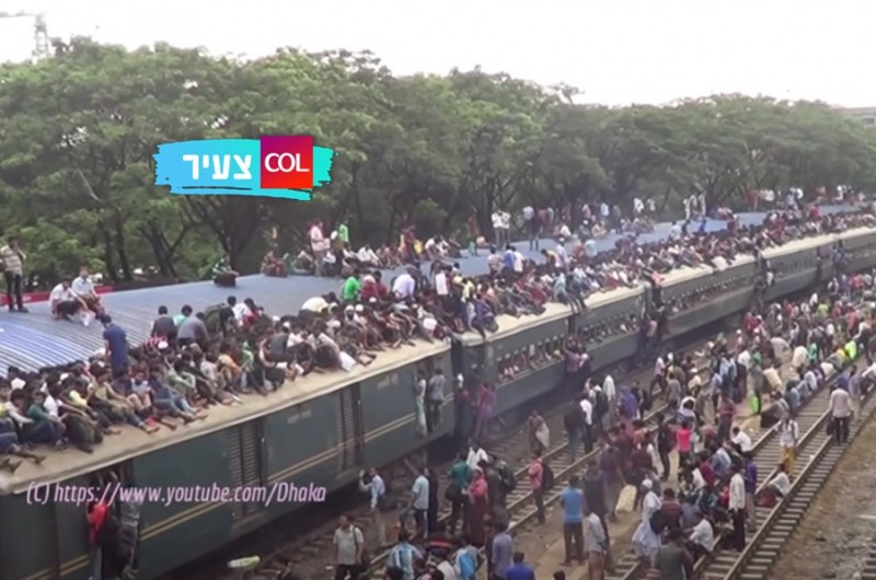 בנגלדש: אלפי אנשים מטפסים על גג הרכבת כדי להגיע ליעדם