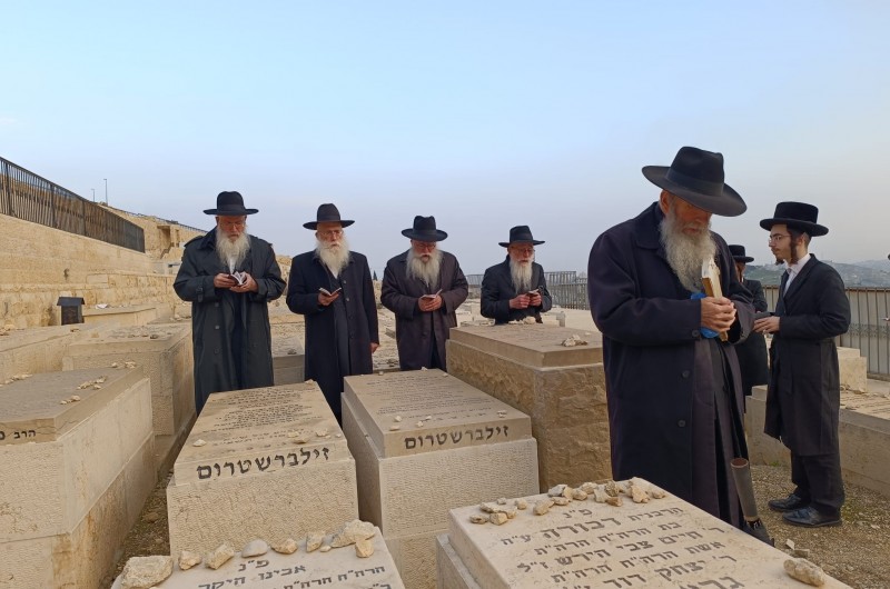 האחים הרבנים לבית משפחת זילברשטרום, עלו היום לקברה של אמם - מרת מרים זילברשטרום ע