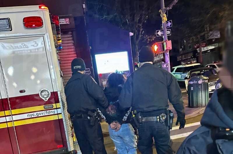 באזיקים למעצר: משטרת ניו יורק תפסה אישה אפרו-אמריקנית שתקפה ואיימה על מספר יהודים בקראון הייטס במוצאי השבת האחרון (צילום: ארגון השמירה)