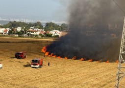  שריפה פרצה בשעה האחרונה בשטחים חקלאיים בין כפר חב''ד לאחיעזר, צוותי הכיבוי וההצלה פועלים לכיבויה • צלם COL שניאור שיף יצא לשטח ותיעד