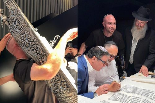 גיבור ישראל חשף את ההרגשה להרים ספר תורה עם יד מברזל