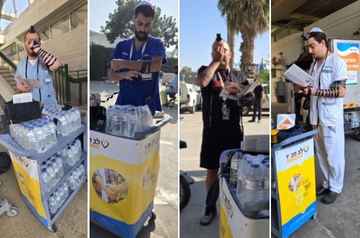 אחרי הטיל: תור בדוכן התפילין של שלוחי חב אחרי הטיל: תור בדוכן התפילין של שלוחי חב