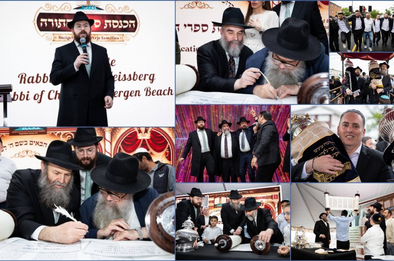 שמחה כפולה בשכונת בורגן ביץ בברוקלין בהכנסת 2 ספרי תורה