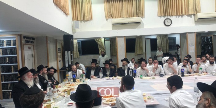 התוועדות ר״ח כסלו בירושלים עם התמימים בישיבת תורת אמת, בהשתתפות אב״ד בני ברק הגה