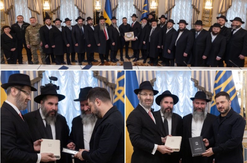 נשיא אוקראינה נפגש עם שלוחי הרבי מהמדינה בבונקר הנשיאות