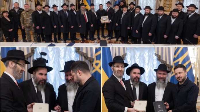נשיא אוקראינה נפגש עם שלוחי הרבי מהמדינה בבונקר הנשיאות