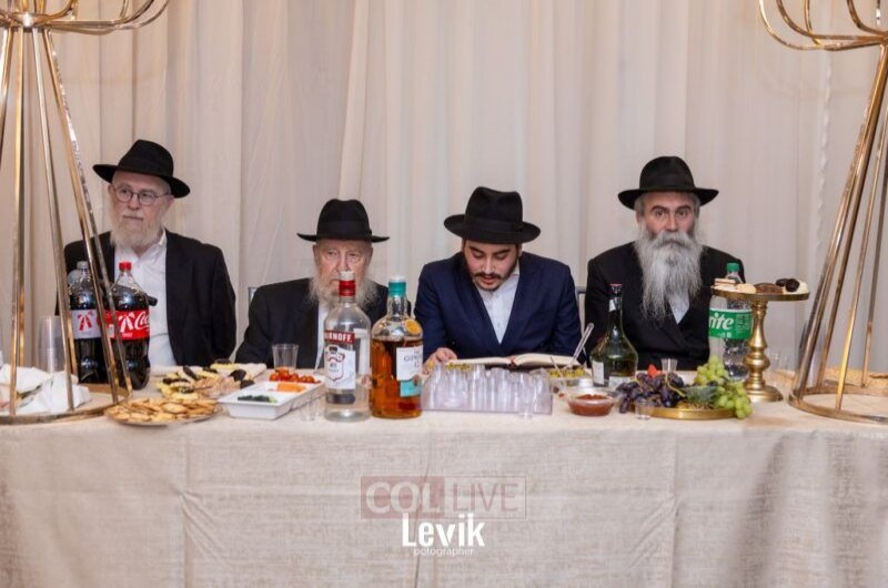 אורחים ובני משפחה חגגו בשמחת ה'ווארט' של התמים שמוליק ברוק מקראון הייטס, בן הרב חיים שאול ברוק מנהל ועד הנחות בלשון הקודש, עב