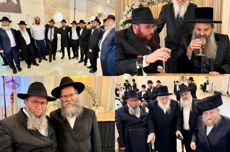 רבנים ושלוחים בחתונת ילדי השלוחים בוקיעט - גליצנשטיין