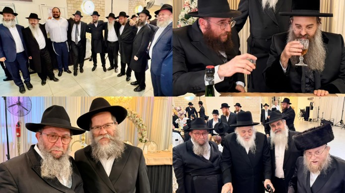 רבנים ושלוחים בחתונת ילדי השלוחים בוקיעט - גליצנשטיין