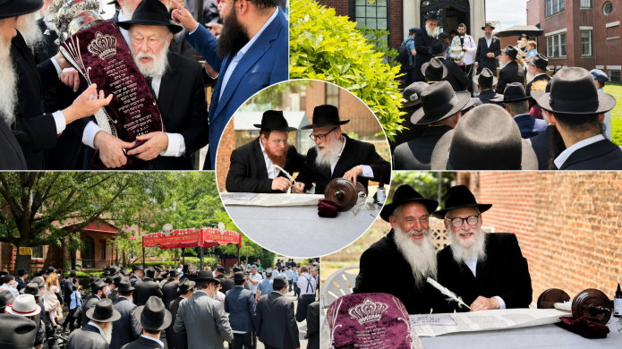 מעמד חגיגי מרגש: ספר תורה הוכנס לביתם של הרבי והרבנית