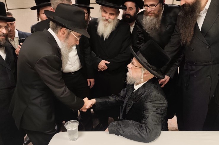 בחתונה מפוארת במלון הילטון בתל אביב: הבעל מנגן החסידי ר' אברהם פריד בשיחה עם האדמו