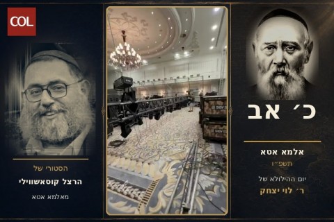 הרצל קוסאשווילי מציג את ההכנות האחרונות במלון המפואר באלמא־אטא, תרומת הנגיד אבי שאולזון, לקראת האירוע הגדול שייערך מחר לציון כ׳ אב, בהפקת פליישמן־פלס. 